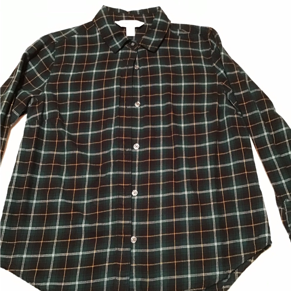 Old Navy Green Black Plaid Button-Down Shirt